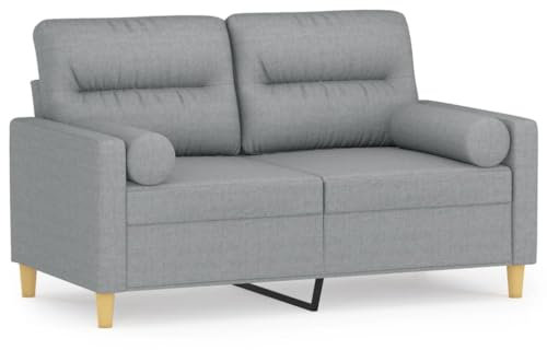 ULUYYUC Chaiselongue Camping Sofa Sofas & Couches Ecksofa - 2-Sitzer-Sofa mit Zierkissen Hellgrau 120 cm Stoff für Party Terrasse Garten Lounge