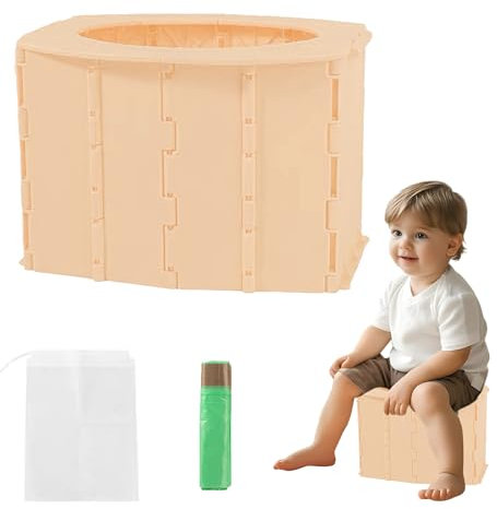 Toilette Pliante - Pot Pliable Enfant Voyage, Capacité de Charge de 200 Kg, Livré Avec Cinq Sacs Poubelles et Un Sac de Rangement, pour Plaque Appropriée Voyage,Voiture,Camping,Extérieur - Rose