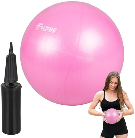 FUJIRE Palla Fitness per Pilates - Fitball 25 CM, Utile per Fare Ginnastica ed Esercizi Fitness a Casa (Rosa)