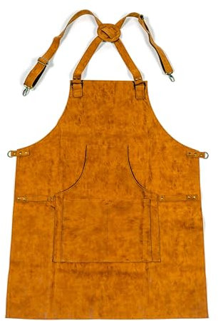 Chillroi® Kochschürze Grillschürze für Männer und Frauen Latzschürze aus Kunstleder in anthrazit oder braun (braun)