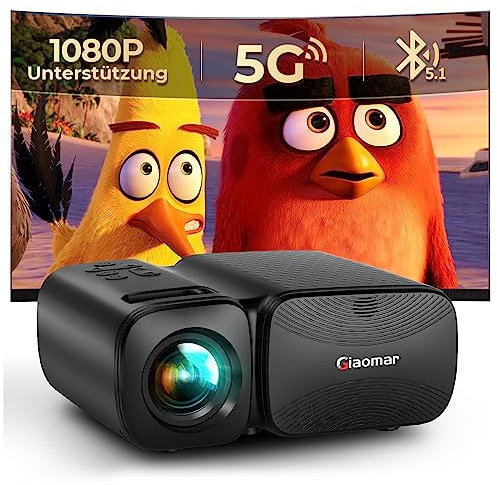 Beamer, Mini Beamer WiFi Bluetooth Projektor 1080P Full HD 9000 Lumen, Klein Tragbarer LED Video Beamer 250 Display, Mini Beamer 4k Beamer Heimkino Unterstütz für TV Stick/Smartphone/Laptop/Xbox