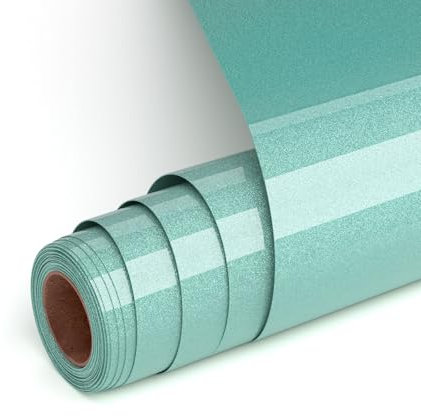 Plotterfolie Textil Glitzer Hellblau, Flexfolie Plotter Textil 30.5x184cm Transferfolie Plotter Flexfolie für Cricut und Silhouette Cameo, Heat Transfer Viny Plotterfolie für Kleidung, Mützen