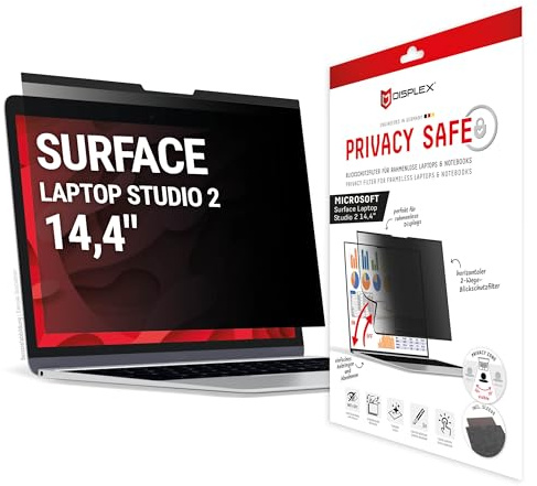 Displex PRIVACY SAFE Magnetic 2-Way Privacy Filter for Surface Laptop Studio 2 14.4, 31.75 x 21.65 cm, Magnetic Attachment, Removable, Anti-Reflective & Shiny Privacy Screen Protector