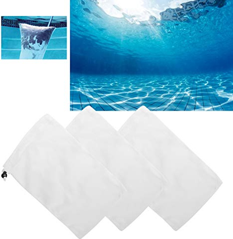 10pcs Auffangbeutel Ersatz Netz, feinmaschiger Ersatzbeutel für Poolsauger, Ersatzfiltersäcke mit Kordelzug und Verschluss für Poolsauger Schwimmbad zum Auffangen von Laub und kleinem Schmutz