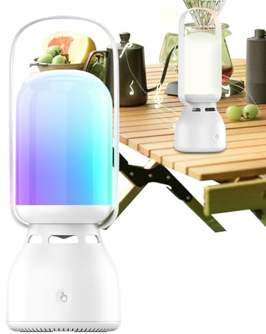 Yhsioaklo Enceinte sans fil avec éclairage, lampe pour tente de camping avec haut-parleur - Décoration imperméable pour jardin, patio, terrasse, fête, intérieur et extérieur
