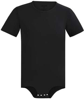 Landofgenie Mens Short Sleeve Bodysuit Pajama Bodysuit One Piece Pajamas Rompers Basic Onesie Crotch Snap Shirts