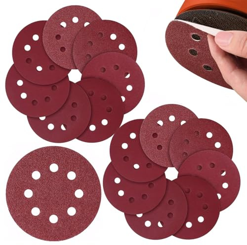 400 Grit Sanding Discs, 16 Pack 125mm 8-Hole Hook and Loop Sanding Pads for Orbital Sander Drywall Sander Cordless Sander
