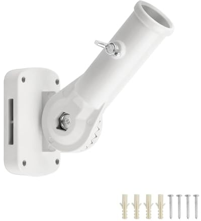 SHENGYIG Wandhalterung Fahnenmasthalter, Flaggenhalter aus Aluminium(Weiß) | Fahnenmasthalterung mit Schrauben, 180° Drehbar, 29,8mm Innendurchmesser, für Fahnendekoration, Garten, Balkon, Haus