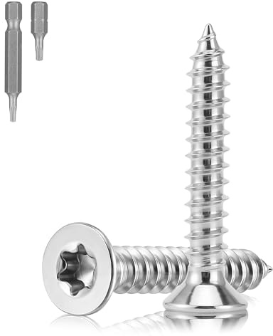 NZNSML 150 Stück Edelstahlschrauben Holzschrauben M3.5x20mm Torx Schrauben | Edelstahl Selbstschneidende Schrauben Edelstahlschrauben Holz mit T15 Bits für Möbel Maschinenreparatur Befestigungselemente
