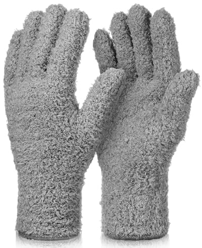 Abeillo Wiederverwendbare Mikrofaser-Pflanzenhandschuhe, waschbare Pflanzen-Staubhandschuhe, Blattreinigungshandschuhe für Haus, Küche, Pflanzen (grau)