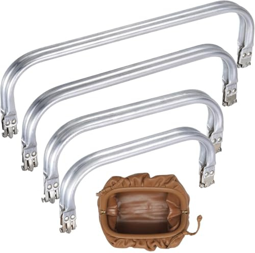 4 Boquillas Metálicas para Bolsos 16-25cm, Marco Tubular Aluminio con Cierres Metalicos y Bisagra U, para Costura Cuero Tela Manualidades, Neceser Monederos Bolsas Crochet