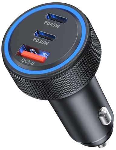 3 Porte Accendisigari Usb,93W Total Presa Caricatore Auto Usb C