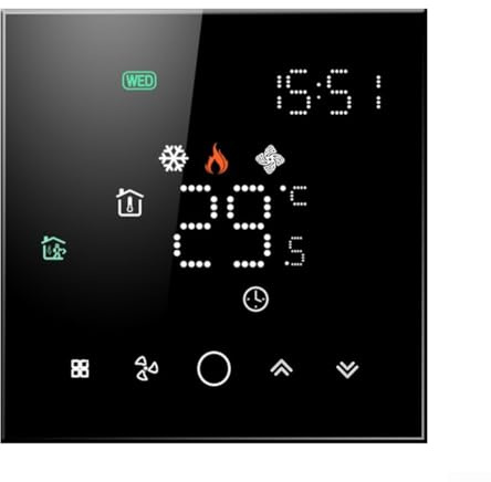 Thermostat central de climatisation, chauffage au sol 2 en 1 compatible avec Tuya, contrôleur de température WiFi numérique intelligent (noir)