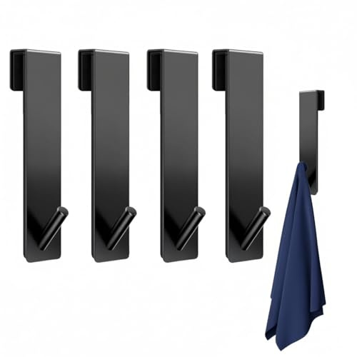 Hxjfnb 4 Stück Edelstahl Duschhaken ohne Bohren für Glaswand,Duschhakenohne Bohren,Handtuchhalter Dusche Glaswand,Haken Duschwand,Duschhakenfür Glaswand,für Badezimmer, Duschbad (Schwarz)