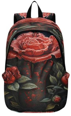DDDIYEU Rose éCarlate éLéGante MéTallique Sac À Dos Portable Léger Randonnée Extérieure Cartable Dos À Sac pour Voyage