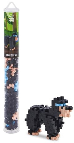 Plus-Plus 9604271 Kreativ-Bausteine Tube, Bär, Geniales Konstruktionsspielzeug, 100 Teile, Black Bear