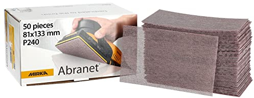 Mirka Abranet Netz-Schleifstreifen 81x133 mm Klett/Korn P240 / 50 Stk/zum Schleifen von Holz, Spachtel, Lack, Kunststoff / 5417805025