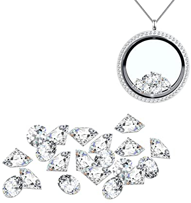 ANDANTE Geburtssteine Kristalle April (20 x Kristallsteine im Set) Floating Charms Schwebende Medaillons