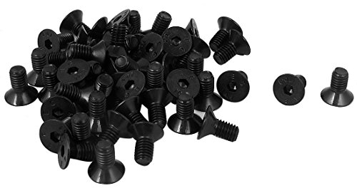 sourcing map 50 Stück M5 x 10mm Senkkopfschrauben Flachkopfschrauben Senkkopfschrauben mit Innensechskant Senkschrauben Schwarz