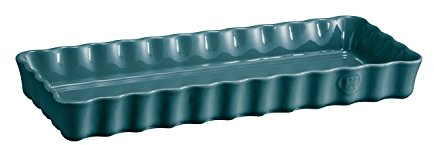 Emile Henry EH976034 Tourtière Rectangulaire Longue, Céramique, Bleu Feu Doux, 36, 5 x 15 x 5 cm