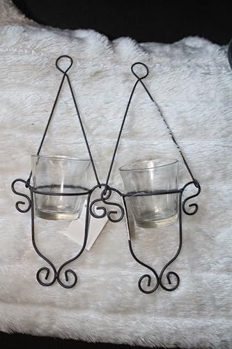 2 Stück kleineHängewindlichter Bambalu, Glas/Metall, Teelichthalter, Gesamthöhe 26 cm