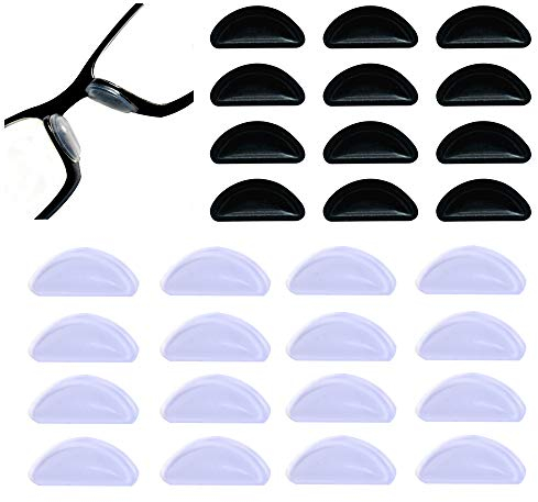 14 Paare Nasenpads Selbstklebend Brillenpads Anti-Rutsch Silikon Klebstoff Aufkleben Pads für Brille Sonnenbrille, 2.5 mm (8 Transparent + 6 Schwarz)