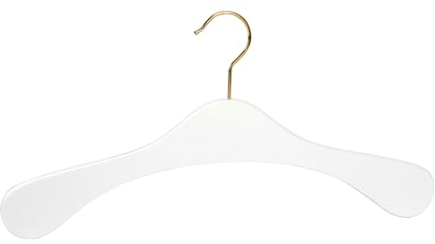 Garderobenbügel Kleiderbügel Holzkleiderbügel 1112 Weiss lackiert 3,4 mm Haken vermessingt 41 cm breit geschwungene Form