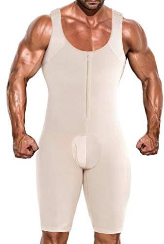 DoLoveY Herren Shapewear Body Full Body Shaper Kompression Slimming Suit Atmungsaktiv, beige, XXX-Large