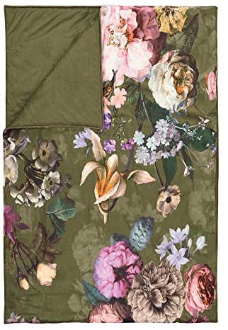 ESSENZA Fleur Plaid Kuscheldecke, Kunstfaser, Moss, 135x170 cm