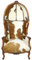 Casa Padrino Barock Thron Sessel Victory Kuhfell/Braun - Ballon Chair - Thron Stuhl Tron - Haubensessel