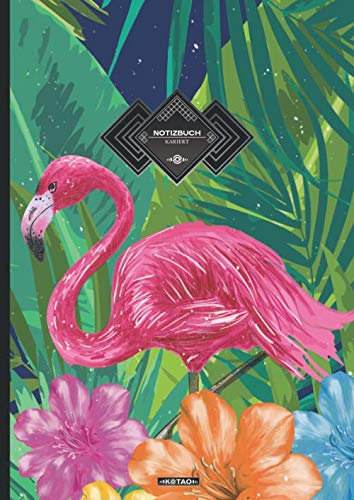 KOTAO Notizbuch Kariert DIN A4 #310 Tropical Flamingo: (150 Seiten, 90g/m2, Softcover, Doppelrand, Seitenzahlen - Notizheft, Schulheft, Matheheft, Tagebuch, Graph Paper Notebook, Skizzenbuch)