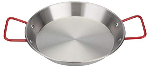 Cabilock Paellapfanne Rühren Bratpfanne Edelstahl Grillpfanne mit Doppelgriffen für Große Grüne Ei Induktion Bereit Pfanne für Huhn Und Restaurant für Reis 24Cm