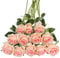 Tifuly 12 PCS Künstliche Rosen, 19,68 '' Single Long Stem Fake Rose Seide Braut Hochzeitsstrauß Realistische Blume für Hausgarten Party Hotel Büro Dekor (Blossom Roses, Champagner Pink)