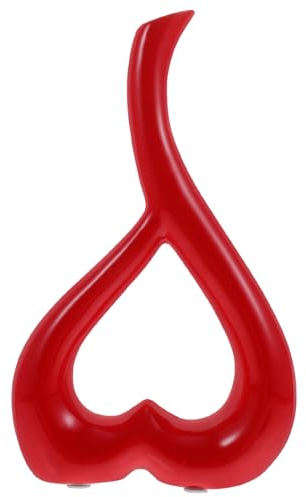 IMIKEYA - Vaso in ceramica a forma di cuore, accessorio ideale per casa, camera da letto e soggiorno, colore: rosso