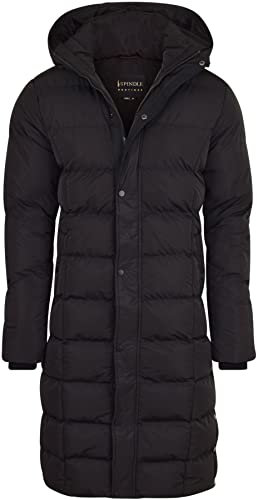 Spindle Mens Hooded Padded Long Puffer Coat Winter Longline Jacket