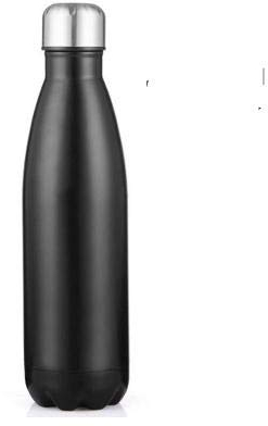 Boolavard Wasserflasche Vakuumisolierte Edelstahl-Wasserflasche BPA-freie Metall-Sportflasche Doppelwandisolierte kalte und warme Getränke 17OZ / 500ML (Schwarz)