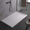 Plato de ducha de mineral blanco con efecto pizarra serie Paris Slim 3 cm, revestimiento de Gelcoat, antideslizante (80 x 170)