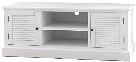 Grafelstein TV-Board Hamptons weiß mit Lamellen Fernsehschrank Strandhaus Long Island