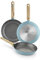 BRA Nordik Set de sartenes 18-22-26 cm de diseño nórdico de aluminio forjado con antiadherente, aptas para todo tipo de cocinas incluida inducción, color turquesa