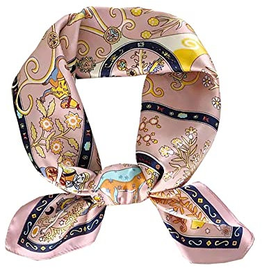 Andantino - Foulard carré 100% pure soie de mûrier pour cheveux - 68 cm - Pour homme et femme - En soie naturelle - Imprimé numérique, rose, Medium