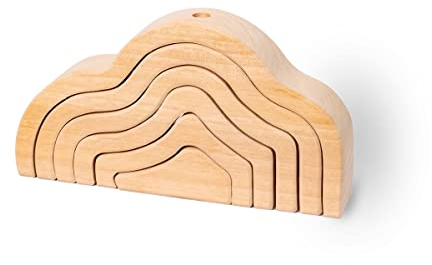Ehrenkind® Wolke | nachhaltig und natürliches Massivholz | Stapelspielzeug nach Montessori Motorikspielzeug Natur | Holzspielzeug