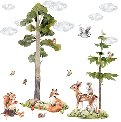 Grandora Waldtiere Wandtattoo für Kinderzimmer Baby Wandsticker Baum DL802-1