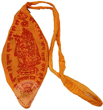 IS4A Gaumukhi Jap Mala Tasche (Hase Rama Hase Krishna Design) Indische Handarbeit Baumwolle Gomukhi Japa Mala Chanting Tasche, Gebetskette Mala Japa Jholi für Mantra Jap, Japa Meditation & Yoga Jaap