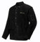 ONETIAN Chaqueta de soldadura de cuero negro; chaqueta de seguridad resistente; resistente al calor y al fuego, Negro, rojo, Medium