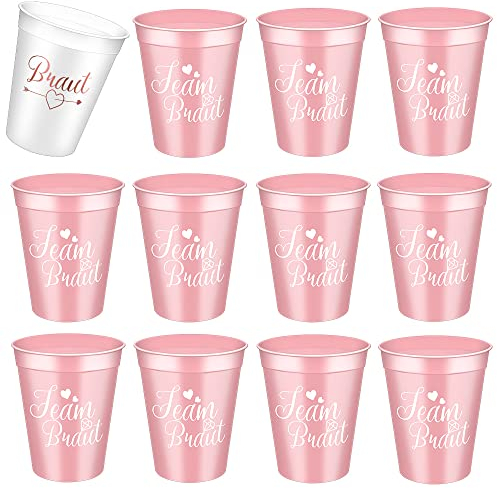 Kunststoff 12 Braut und Team Braut Tassen,JGA becher, fraue,Bachelorette Party Cups, jungfer Dekorationen,Bride to be deko,für Bridal Shower,Verlobungsfeier,Junggesellenabschied Party
