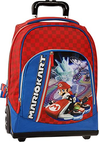 Trolley Schulrucksack Super Mario Kart + gratis Schlüsselanhänger Super Mario oder Luigi 3D + gratis Farbstift