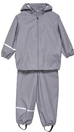 CeLaVi Unisex Kids Basic Recycle PU Rainwear Set, Gull, 100