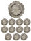 12x Sottopiatti Bordo FIORE SMERLATO Tondo 33 cm Natale cenone sotto Piatto Natalizio Capodanno Natale Cena Aperitivo Rosso Oro Argento Rame (Argento)