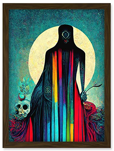Doppelganger33 LTD Death Tarot Card Skull Rainbow Illustration Artwork Framed Wall Art Print A4