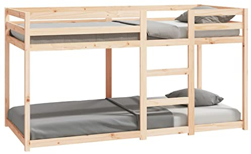 vidaXL Etagenbett, Stockbett für begrenzte Platzverhältnisse, Hochbett mit Leitplanken, Bett Bettgestell Bettrahmen, 90x200cm Massivholz Kiefer
